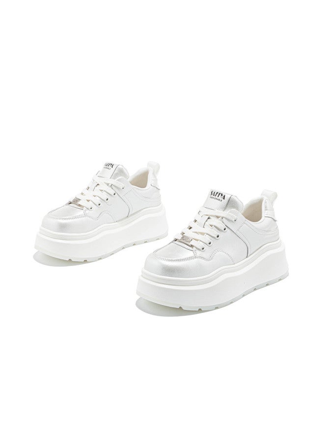 SAFIYA Saturday Platform Sneakers For Women, Thick Sole 2025 Spring New Collection, College Style Versatile Casual Height-increasing White Shoes - Image 2