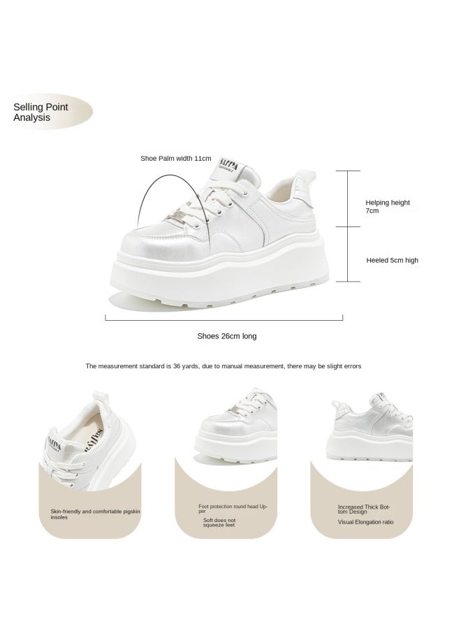 SAFIYA Saturday Platform Sneakers For Women, Thick Sole 2025 Spring New Collection, College Style Versatile Casual Height-increasing White Shoes - Image 3