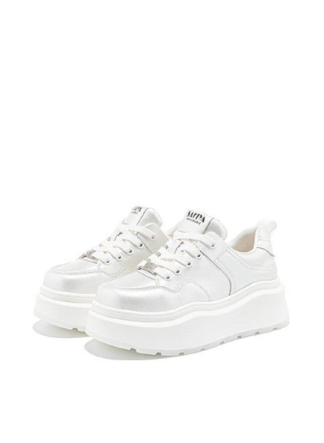 SAFIYA Saturday Platform Sneakers For Women, Thick Sole 2025 Spring New Collection, College Style Versatile Casual Height-increasing White Shoes - Image 1