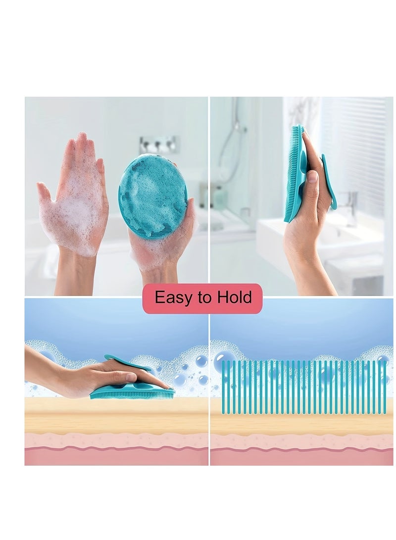 Generic 1 pcs Dark Green Silicone Body Cleansing Brush - Gentle Exfoliating Shower Scrubber for Smooth and Radiant Skin  - Image 3