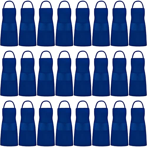 Tarpop 24 Pack Bib Aprons Unisex Commercial Apron Resistant Apron Kitchen BBQ Crafting Aprons for Women Men Chef Royal Blue - Image 1