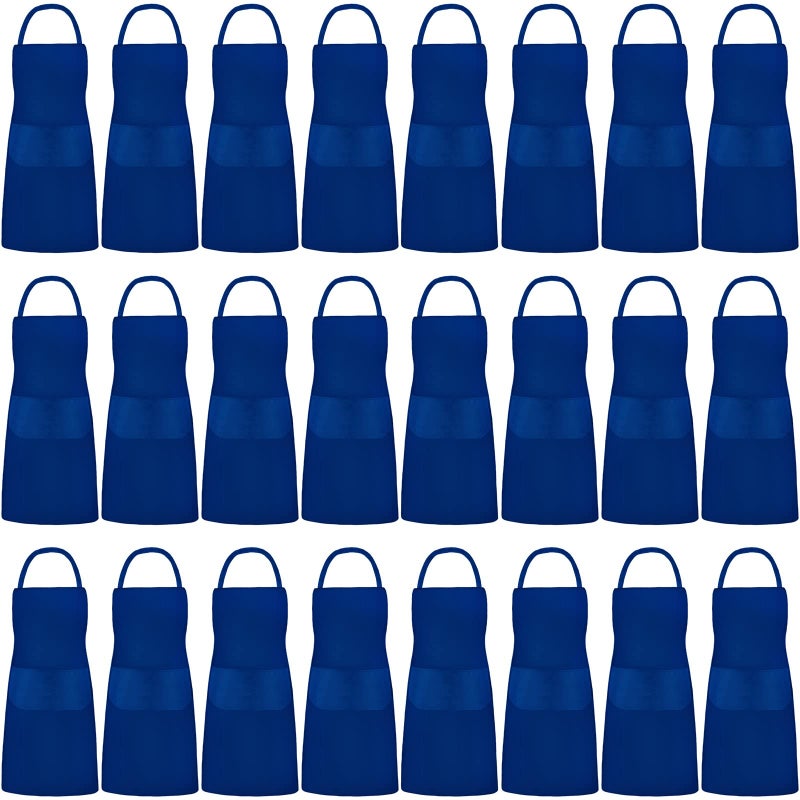 Tarpop 24 Pack Bib Aprons Unisex Commercial Apron Resistant Apron Kitchen BBQ Crafting Aprons for Women Men Chef Royal Blue - Image 2