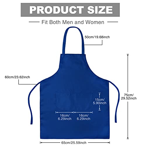 Tarpop 24 Pack Bib Aprons Unisex Commercial Apron Resistant Apron Kitchen BBQ Crafting Aprons for Women Men Chef Royal Blue - Image 3