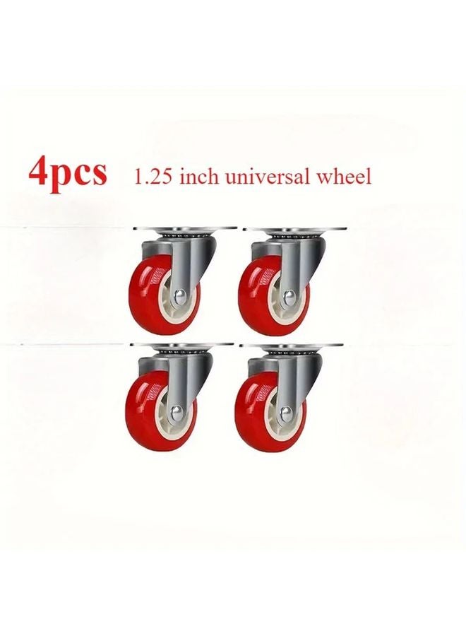 4pcs 1.25 Inch Heavy Duty Swivel Casters Lockable PVC Wheels For Furniture Carts - Image 1