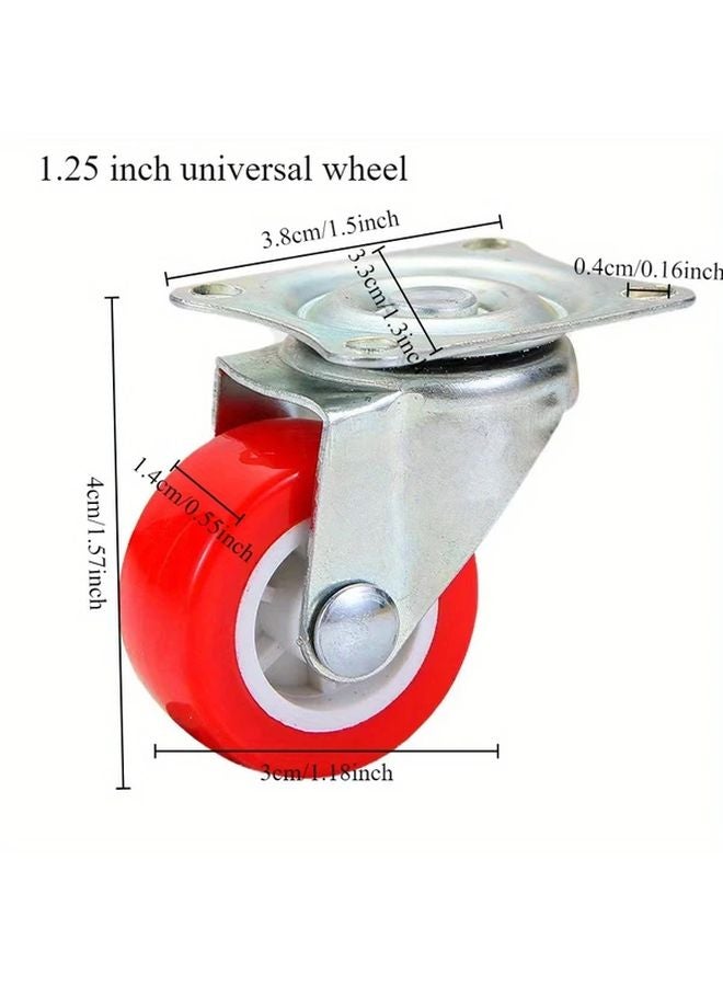 4pcs 1.25 Inch Heavy Duty Swivel Casters Lockable PVC Wheels For Furniture Carts - Image 5