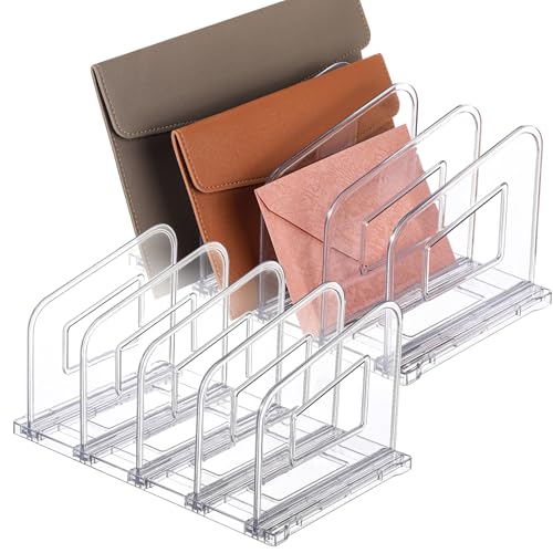 LALOBLUE File Organizer, Acrylic File Folder Organizer File Sorter, Plastic Vertical Book Dividers for Magazine Mail Letter Paper, Desktop Organizers for Office, Classroom & Home(4 Sections, 2 Pack) - Image 1