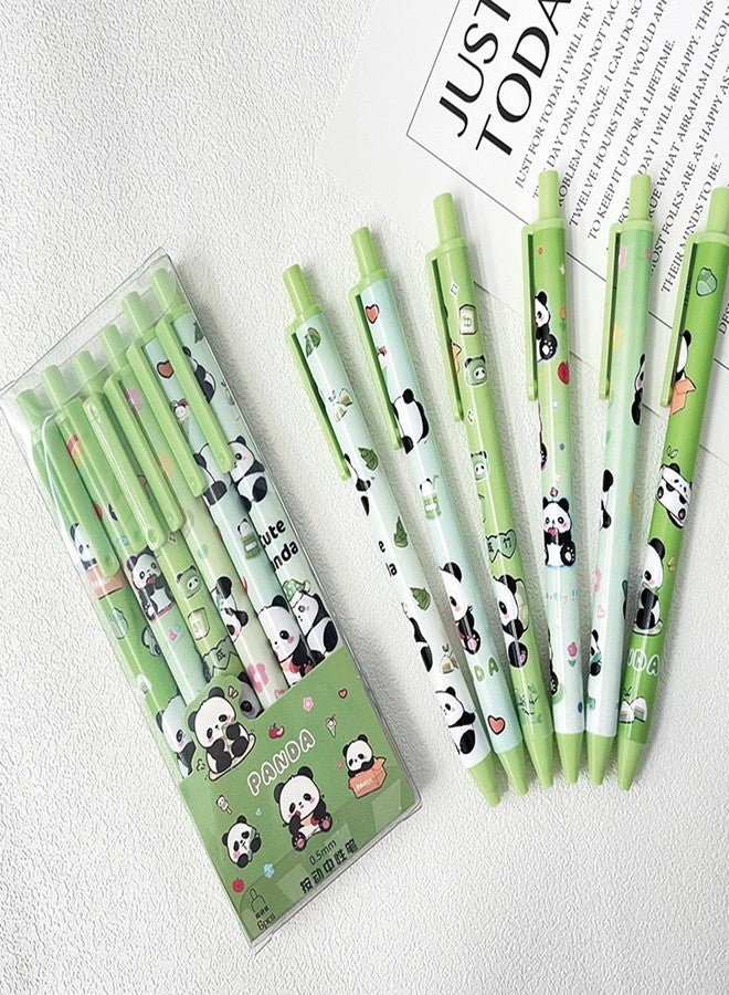 MOZXIRZ 6 Pcs Cute Panda Retractable Pens Cartoon Panda Pen 0.5mm Black Ink Pen Writing Pens Gel Ink Pens Aesthetic Pens Office School Supplies for Girls Boys Women Men (6Pcs Panda) - Image 2