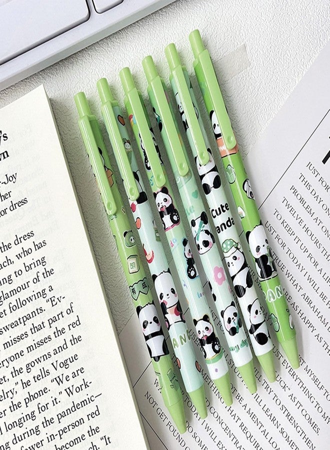 MOZXIRZ 6 Pcs Cute Panda Retractable Pens Cartoon Panda Pen 0.5mm Black Ink Pen Writing Pens Gel Ink Pens Aesthetic Pens Office School Supplies for Girls Boys Women Men (6Pcs Panda) - Image 3
