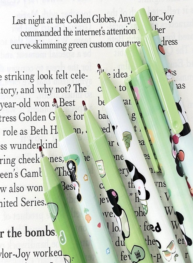 MOZXIRZ 6 Pcs Cute Panda Retractable Pens Cartoon Panda Pen 0.5mm Black Ink Pen Writing Pens Gel Ink Pens Aesthetic Pens Office School Supplies for Girls Boys Women Men (6Pcs Panda) - Image 4