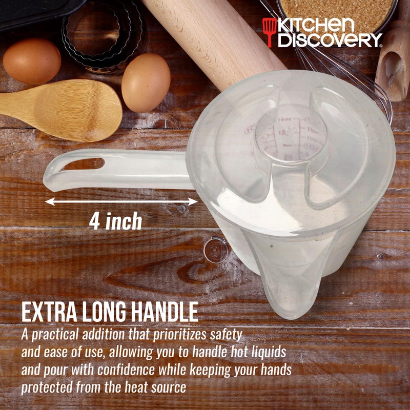 Kitchen Discovery Microwavable Measuring Cup â€“ Kitchen Discovery â€“ 2 Cup Plastic Measuring Cup with Spout, Lid, and Extended Handle for Safe Boiling and Pouring â€“ Microwave Safe Measuring Cup - Image 5