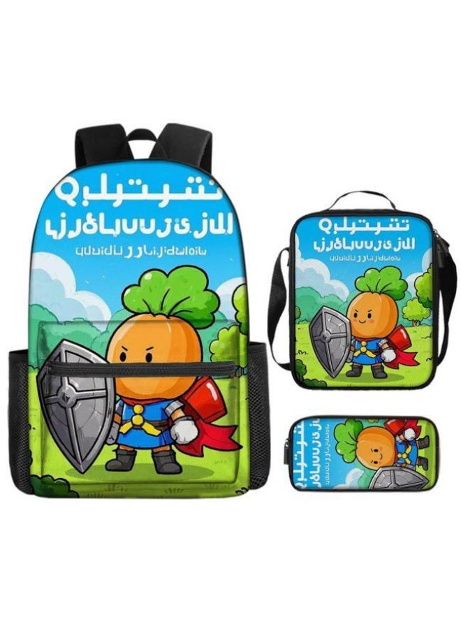 Cartoon three-piece schoolbag with zipper - 187 - Image 1