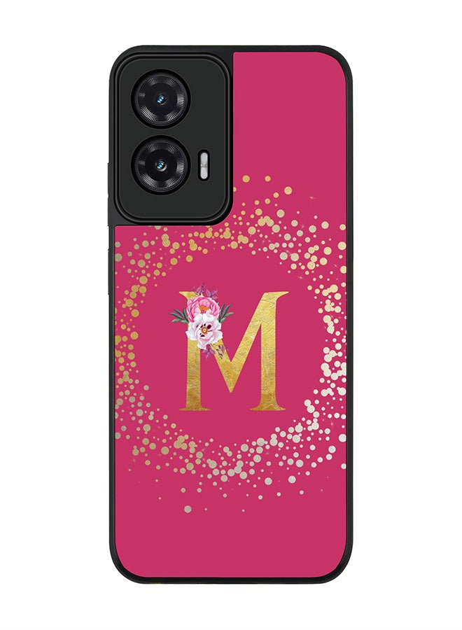 Stylizedd For Motorola Moto G35 Case,Slim fit Camera Protection, Shockproof Thin Phone cover  - Custom Monogram Floral - M ( Deep Pink )