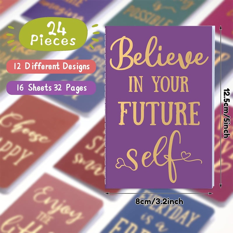 klarako 24 Pcs Mini Colorful Notebooks, Funny Motivational Journals Notepads Inspirational Notepads Small Pocket Notebook for Kids Teacher School Office Gift Bulk Prizes Travel Supplies (Motivational Style) - Image 2