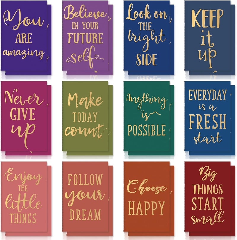 klarako 24 Pcs Mini Colorful Notebooks, Funny Motivational Journals Notepads Inspirational Notepads Small Pocket Notebook for Kids Teacher School Office Gift Bulk Prizes Travel Supplies (Motivational Style) - Image 1