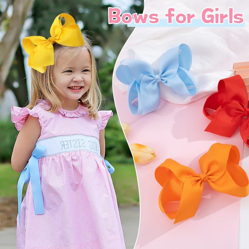 Oaoleer 20PCS 8 Inch Hair Bows for Girls Grosgrain Ribbon Toddler Hair Accessories with Alligator Clips for Toddlers Baby Girls Kids Teens in Pairs - Image 5