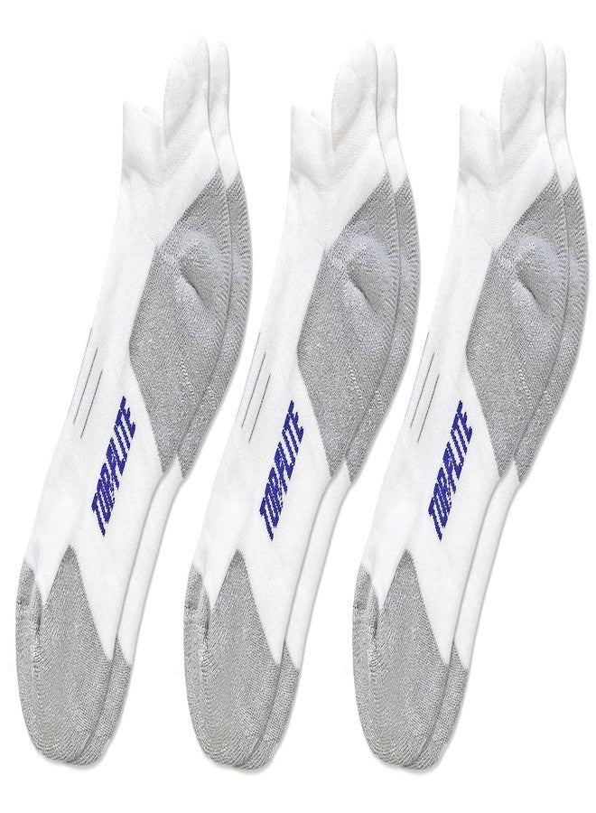 Top Flite Men's Coolmax Seamless Sport Comfort Tab Low Cut Socks 3 Pair Pack, White/Grey, Large - Image 1