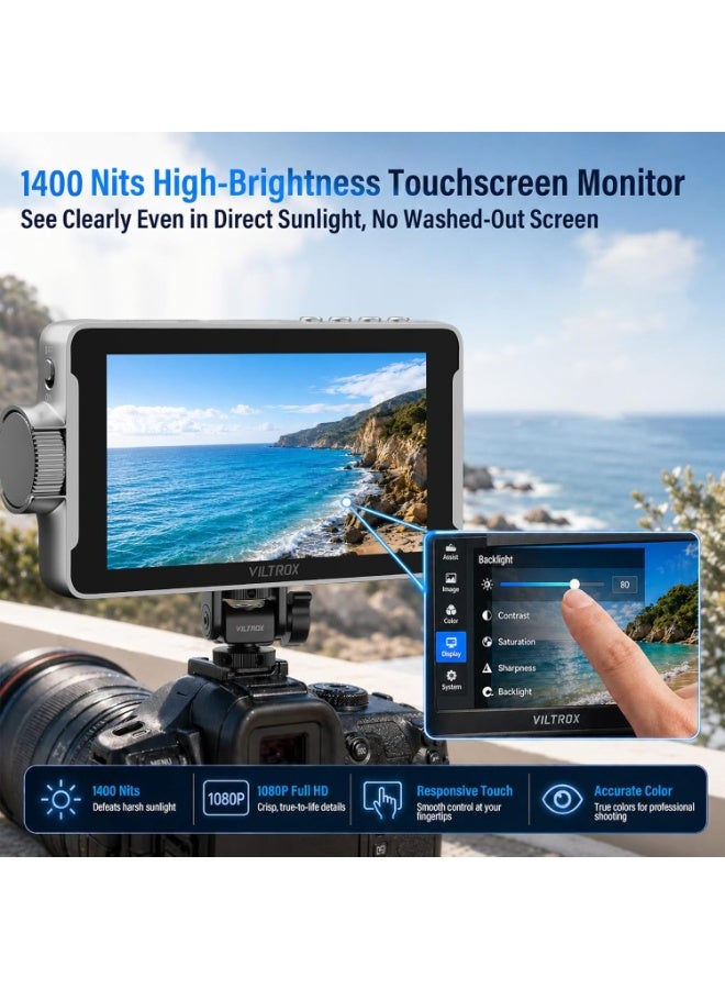 Viltrox DC-550 Pro II 5.5-Inch Touchscreen HD Monitor – 1400 Nits High-Brightness IPS, 4K HDMI 2.0 60Hz, USB/Wi-Fi Camera Control, 3D LUT & Onion Skin, For DSLR & Mirrorless Cameras - Image 3