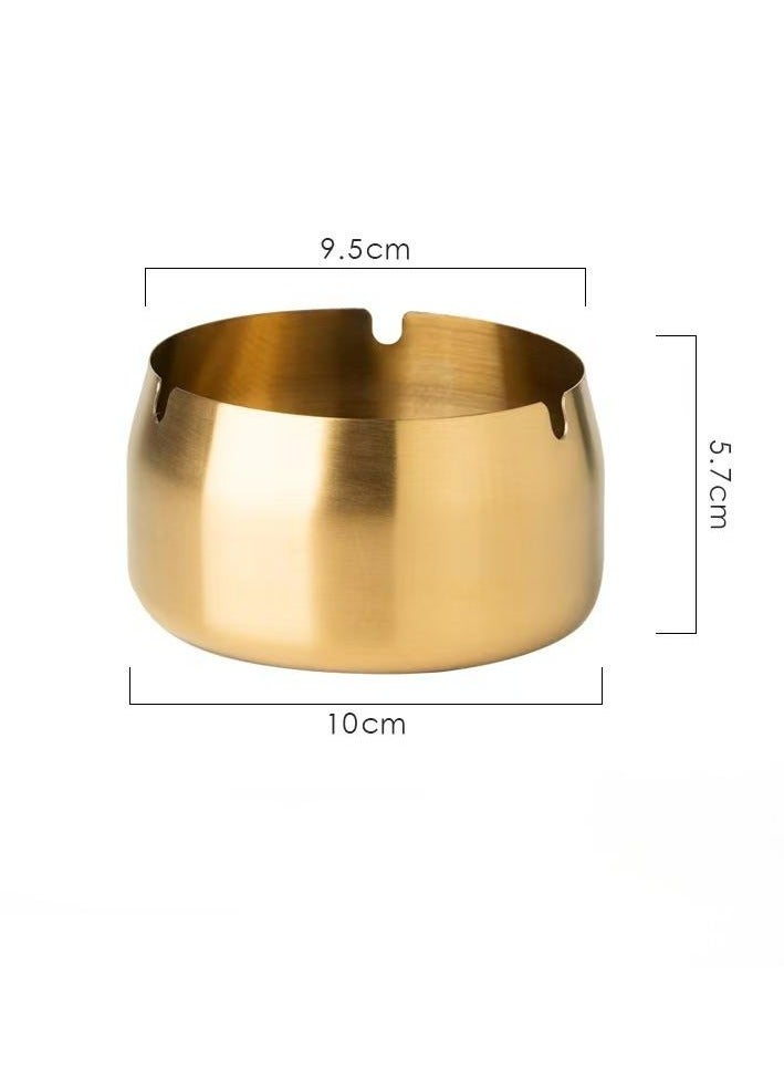 2-pack of 12cm and 8cm stainless steel ashtrays, portable, shatter-resistant, windproof and odor-resistant ashtrays with lids, suitable for patios, homes, offices, and living rooms, gold - Image 2