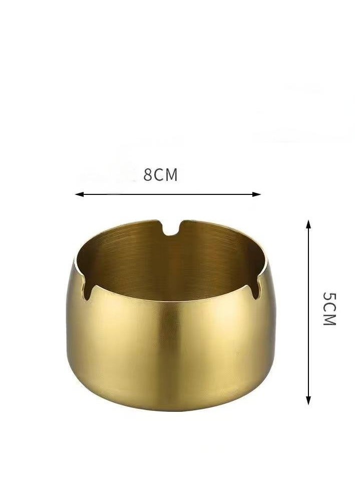 2-pack of 12cm and 8cm stainless steel ashtrays, portable, shatter-resistant, windproof and odor-resistant ashtrays with lids, suitable for patios, homes, offices, and living rooms, gold - Image 3