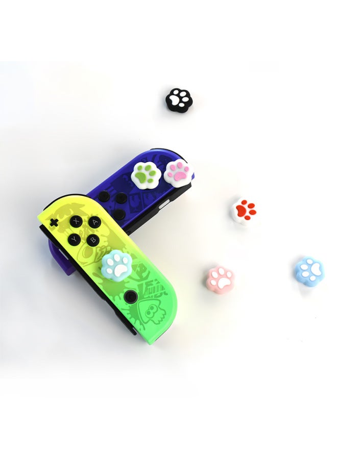 AMOGMO Special-shaped Cat Claw Rocker Cap For Switch Handle Silicone Non-slip Game Rocker Protection Cap-Product Color:White Cat Claws On Blue Background (1000 Per Pack)  - Image 5