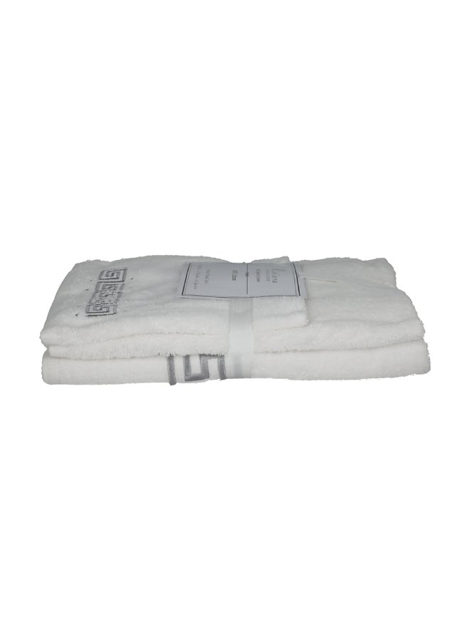 Riviera 3-Piece Embroidered Cotton Towel Set White and Grey  7 x 26 x 33 cm R3-SET-EMB-7 - Image 1