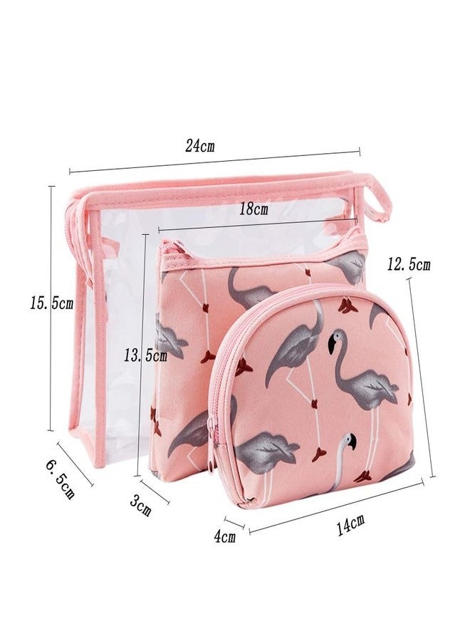 PUSHKH Cosmetic Organizer Set of 3 Makeup Bags with Large Transparent Pouch, Medium, Small Cosmetic Zipper Bags for Women, Girls - Image 4