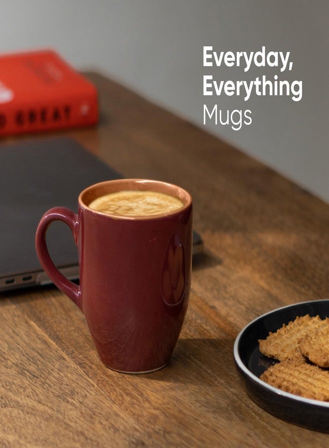 Shay كوب شاي سيراميك للقهوة، قطعة واحدة، 300 مل، عنابي | كوب شاي | لمسة نهائية لامعة | كوب قهوة من البورسلين | كوب سيراميك | آمن للاستخدام في الميكروويف (كوب حليب عنابي، قطعة واحدة) - Image 5