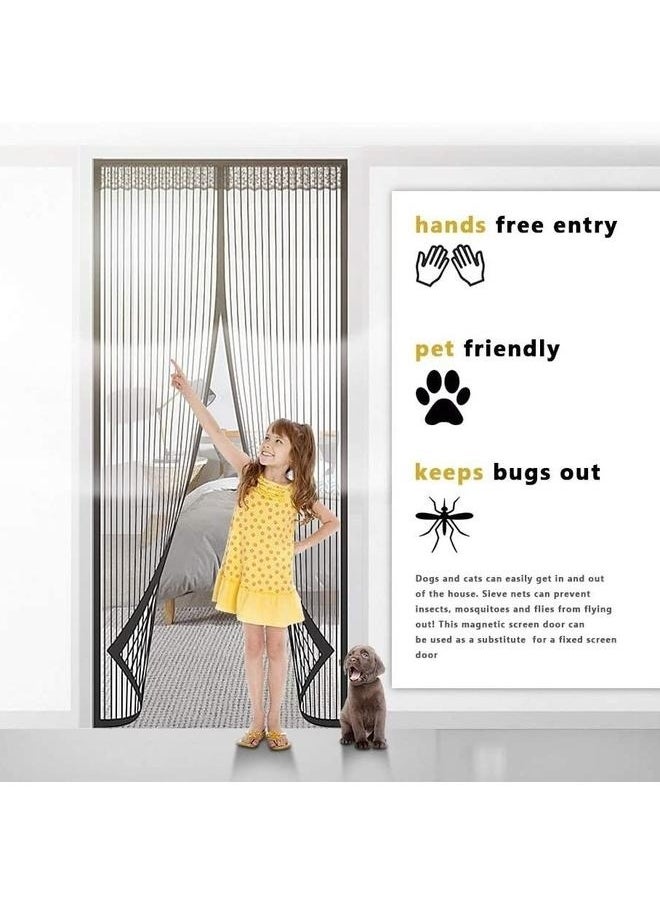 yongsheng Magic Mesh Magnetic Automatic Closure Anti-Mosquito Door Curtain Multicolour 100*210cm-280g-Ngreen Magnetic Screen Door Mesh - Heavy Duty Magic Door Screen Closure with Magnets for Sliding, Patio, French, Front and Back Door, Kid and Pet Friendly, Easy Install  - Image 3