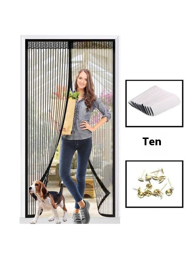 yongsheng Magic Mesh Magnetic Automatic Closure Anti-Mosquito Door Curtain Multicolour 100*210cm-280g-Ngreen Magnetic Screen Door Mesh - Heavy Duty Magic Door Screen Closure with Magnets for Sliding, Patio, French, Front and Back Door, Kid and Pet Friendly, Easy Install  - Image 5