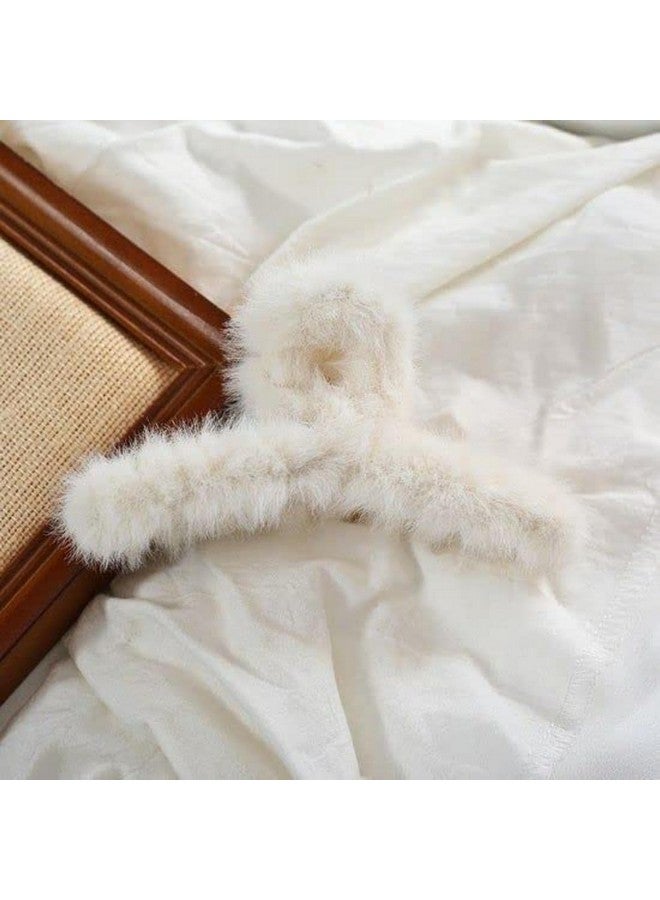 DN Creation Set of 3 Cute Soft Faux Rabbit Fleece Fur Curve, Non Slip Large Barrettes Large Fuzzy Hair Clips Claw Clutcher,Hair Styling Accessories For Women & Girls - Random Color - Image 4