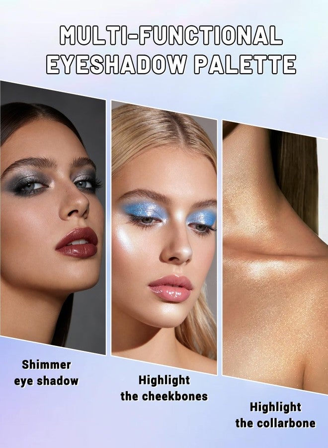 LYSdefeu Glitter Eyeshadow Palette,Purple Holographic Metallic Iridescent Eye Shadow - Image 4