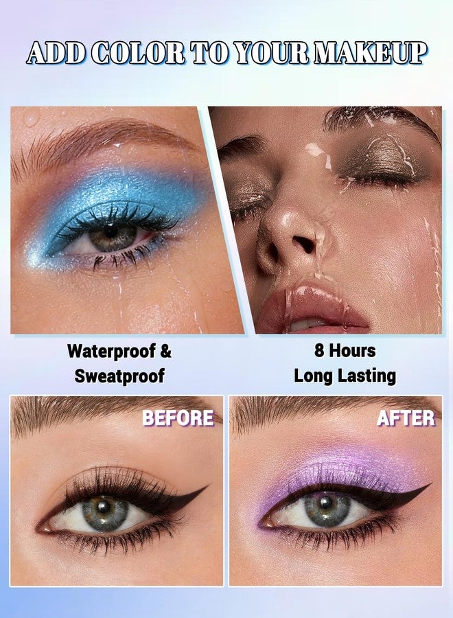 LYSdefeu Glitter Eyeshadow Palette,Purple Holographic Metallic Iridescent Eye Shadow - Image 5