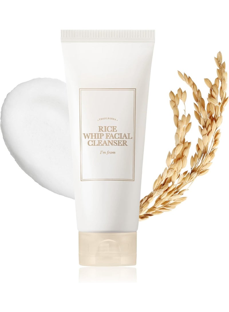 آي أم فروم أنا من منظف الوجه Rice Whip، غسول وجه كوري منخفض الحموضة من ماء الأرز للبشرة الحساسة والجافة، غسول وجه لطيف لترطيب البشرة، رغوة كريمية، مزيل للمكياج (5.07 أونصة سائلة) - Image 1