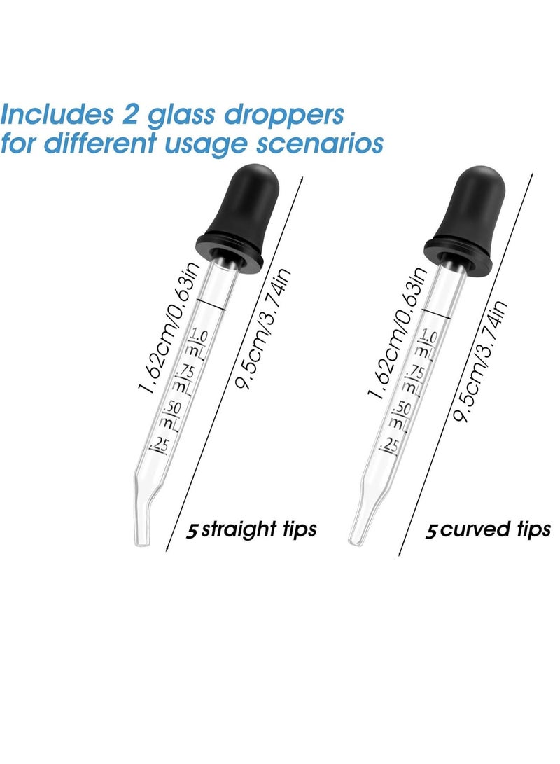 10PCS Glass Pipette with Measurement, 1ml Glass Pipette Dropper with Silicone Head, Pippets Dropper with Bent & Straight Tips, for Essential Oils, Transfer, and Dispensing of Liquids - Image 5