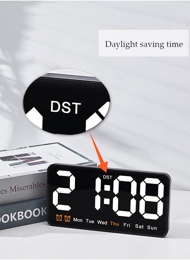 Digital wall clock, large screen multifunctional alarm clock, with temperature, date, and week display, adjustable brightness, used in living rooms, kitchens, and bedrooms, 21.5 * 11 * 3cm