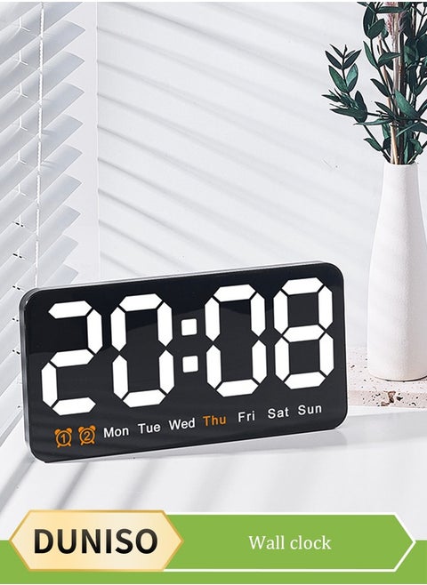 Digital wall clock, large screen multifunctional alarm clock, with temperature, date, and week display, adjustable brightness, used in living rooms, kitchens, and bedrooms, 21.5 * 11 * 3cm