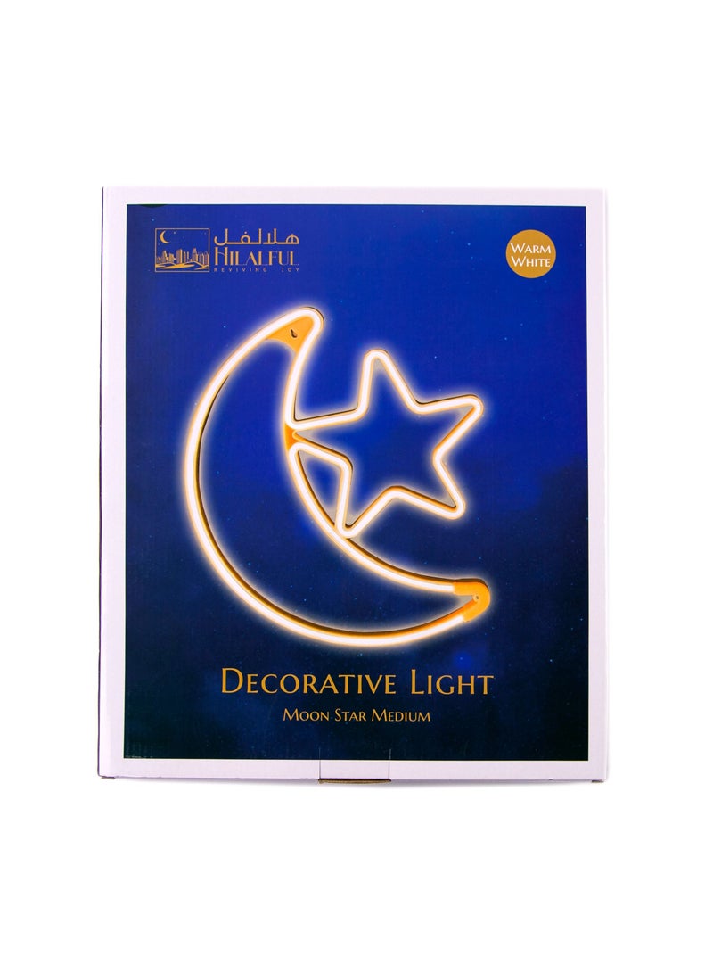 هلالفل مصباح LED على شكل نجمة هلالية | إضاءة ديكورية متوسطة مقاومة للماء | رمضان، عيد الفطر، وهدايا إسلامية | للمنزل، غرفة النوم، غرفة المعيشة، داخلي وخارجي | إضاءة بيضاء دافئة | كابل بطول 1.5 متر - Image 1