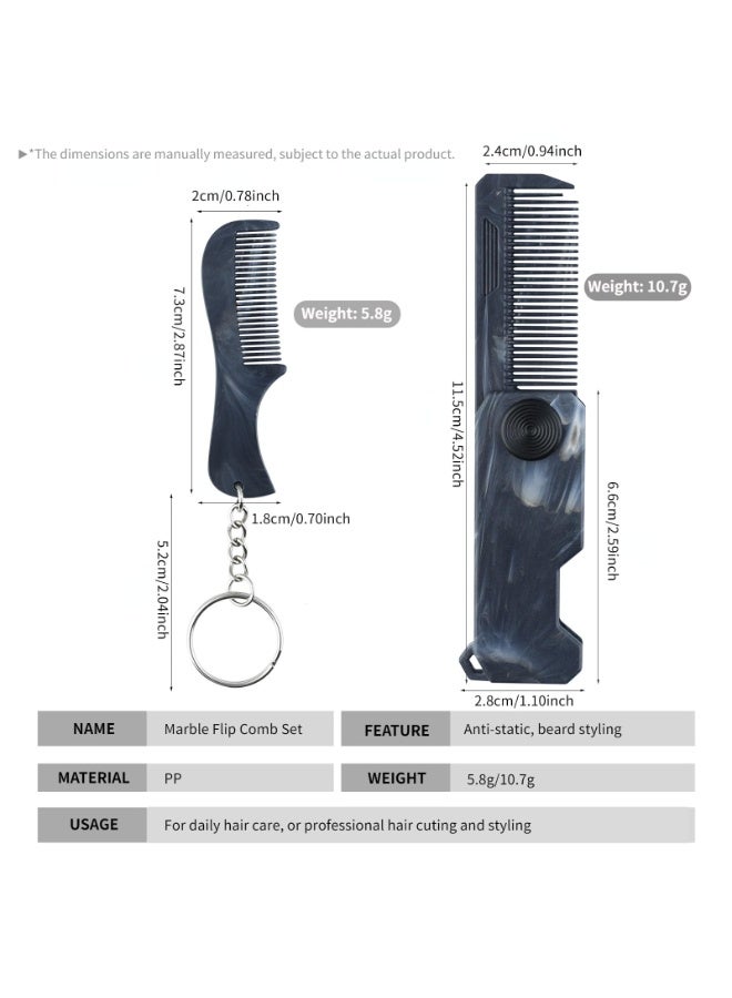 2Pcs Mini Folding Beard Comb Set - Pocket Comb for Men’s Beard & Moustache Grooming, Fine Tooth Hair Comb for Travel and Everyday Use - Image 3