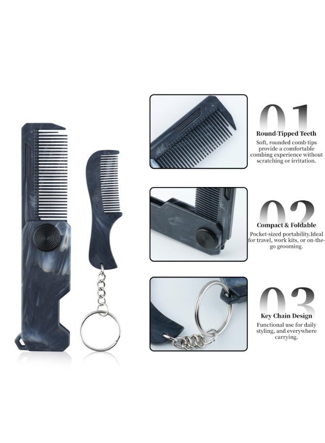 2Pcs Mini Folding Beard Comb Set - Pocket Comb for Men’s Beard & Moustache Grooming, Fine Tooth Hair Comb for Travel and Everyday Use - Image 4