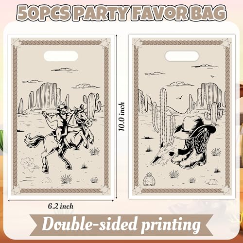 K1tpde Western Cowboy Goodies Bags - 50PCS First Rodeo Bachelorette Party Favor Gift Bags Bulk with Handle for Kids, Cowboy Ranch Western Birthday Party Decoration Wild West Baby Shower Supplies - Image 2