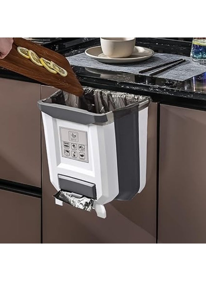 Silicone trash can with a place to put large, foldable garbage bags made of silicone reinforced plastic with a place to hang the basket.  - Image 1