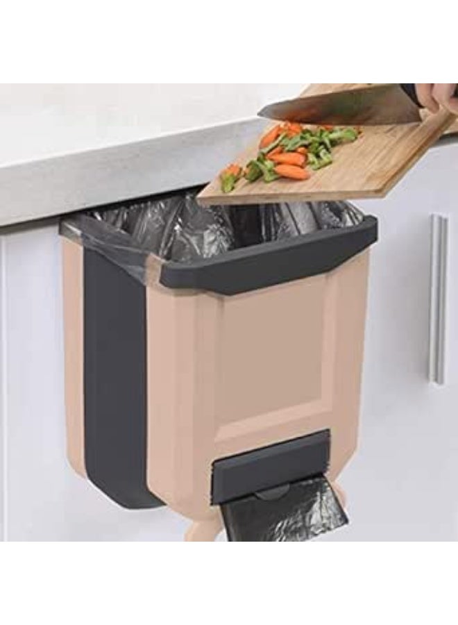 Silicone trash can with a place to put large, foldable garbage bags made of silicone reinforced plastic with a place to hang the basket.  - Image 2