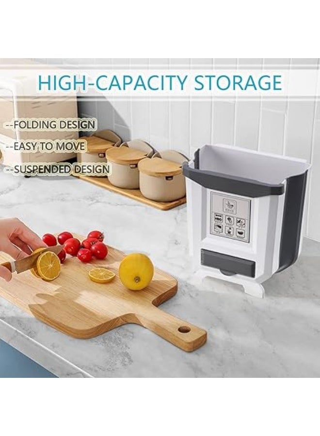 Silicone trash can with a place to put large, foldable garbage bags made of silicone reinforced plastic with a place to hang the basket.  - Image 5