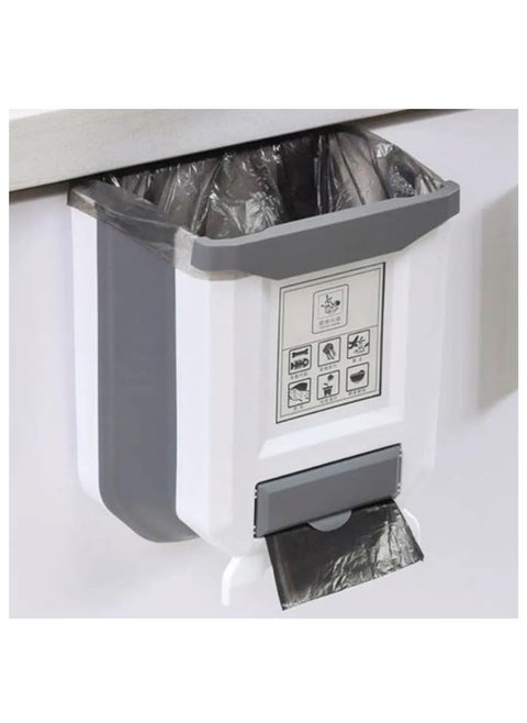 Silicone trash can with a place to put large, foldable garbage bags made of silicone reinforced plastic with a place to hang the basket.