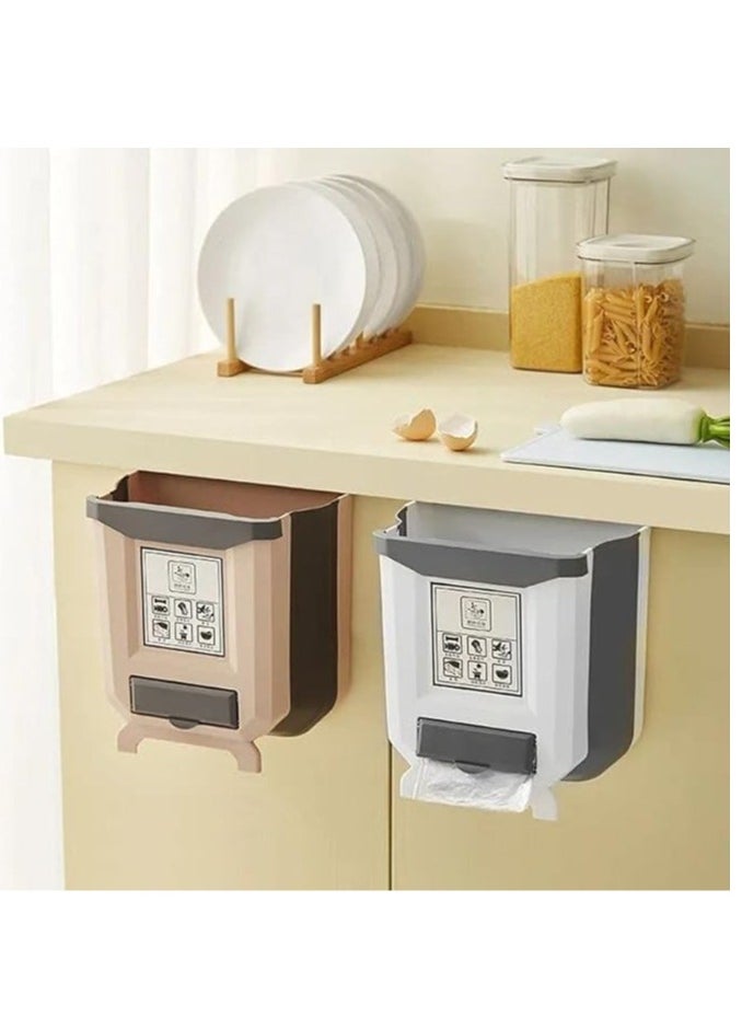 Silicone trash can with a place to put large, foldable garbage bags made of silicone reinforced plastic with a place to hang the basket.