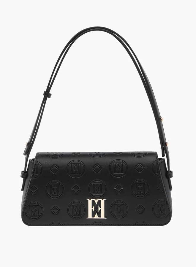 ايل Monogram Embossed Shoulder Bag with Flap Closure