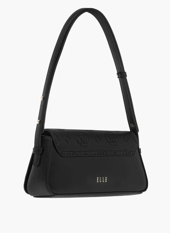 ايل Monogram Embossed Shoulder Bag with Flap Closure