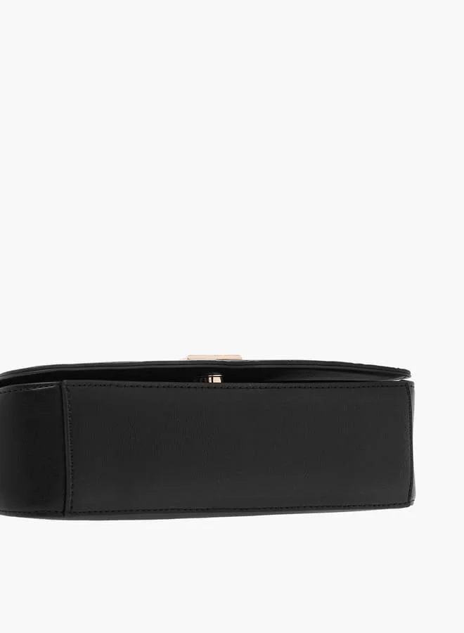 ايل Monogram Embossed Shoulder Bag with Flap Closure