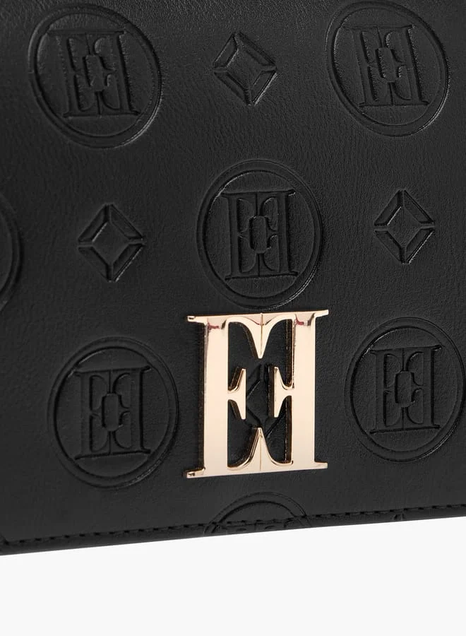 ايل Monogram Embossed Shoulder Bag with Flap Closure