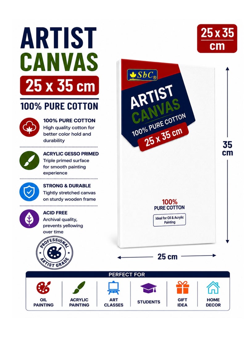 SBC 1-Piece Pure Cotton Artist Canvas Board 25x35cm Size - Image 1